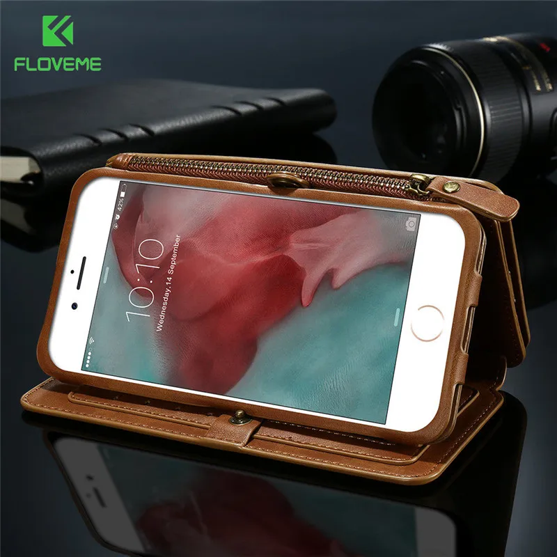 FLOVEME брендовый кожаный чехол кошелек в стиле ретро для iPhone 6 6s Plus съемный 2 1 с