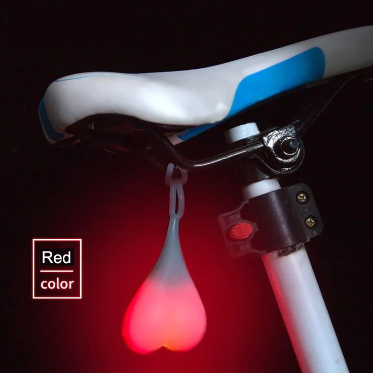 Велосипедный светильник в форме сердца, велосипедный фонарь, силиконовый креативный светильник s Night, водонепроницаемый светодиодный сигнальный фонарь, Велосипедное Сиденье, лампа для яиц - Цвет: Red