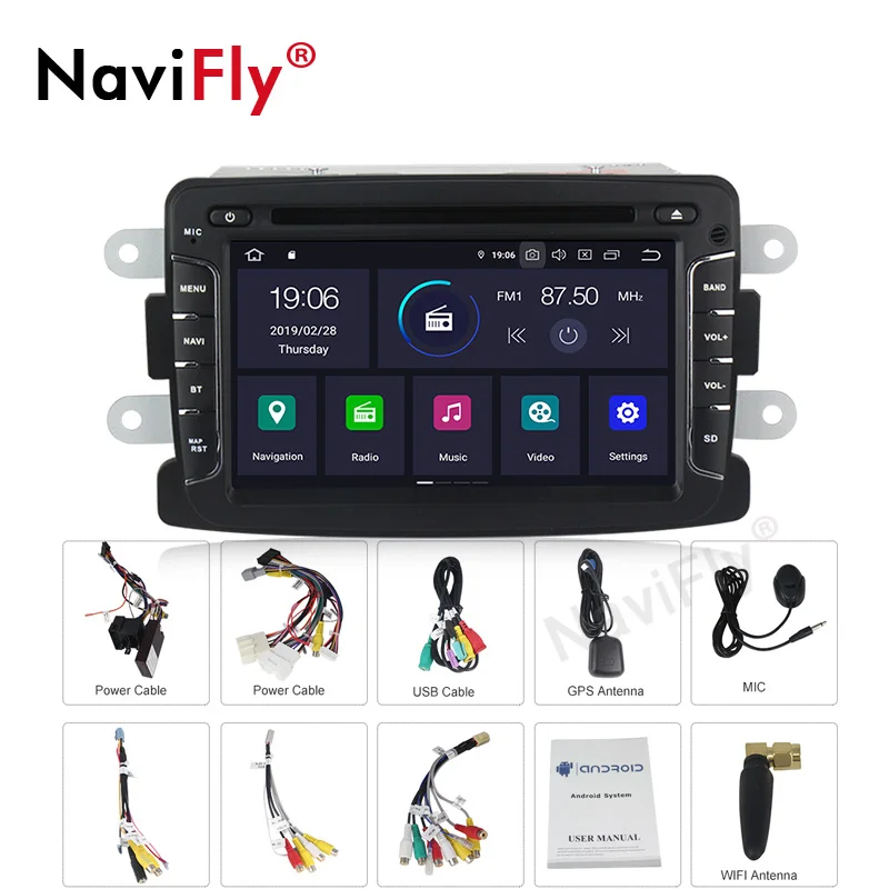 Excellent NaviFly IPS+DSP Android 9.0 car radio gps for Lada Xray 2/Dacia/Sandero/Duster/Logan/Dokker/Lodgy/Captur Mirror Link Auto DVD 5