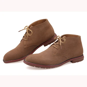 

OTTO ZONE Designer NEW Style Men Shoes Retro Cow Suede Leather Winter Men Boots with Fur Casual Comfortable Shoes Ankle Shoes