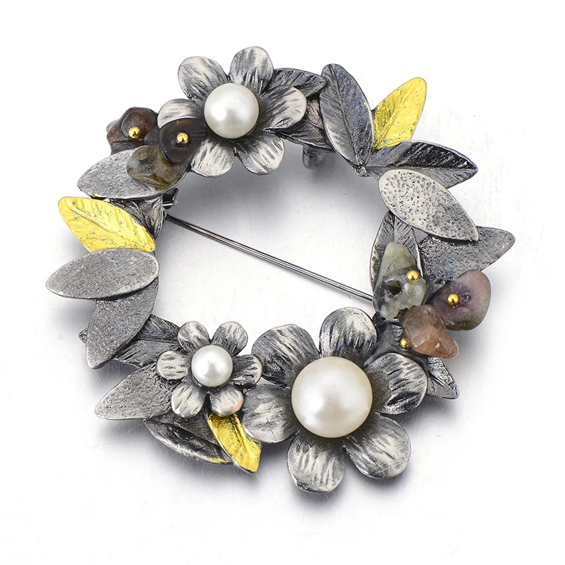 3pcs/lot Trendy Imitation White Pearl Flower Brooch Pins Cute Hollow