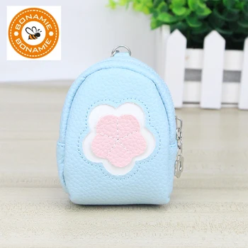 

BONAMIE New Cute Women Key Chain Coin Purses Leather Mini Flower Coin Purse For Girls Kids Children Wallet Sac Enfant