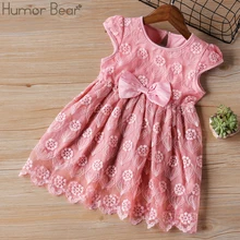 Humor Bear/платье для девочек; новые летние платья принцессы без рукавов с цветочным принтом и бантом; милые платья; одежда для маленьких девочек; детская одежда