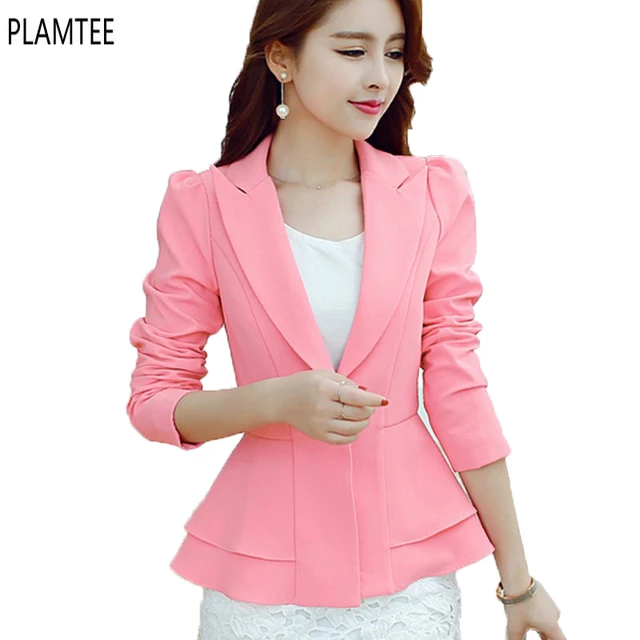 Fashion 4 Colors Womens Blazers Slim Long sleeved Office Ladies ...