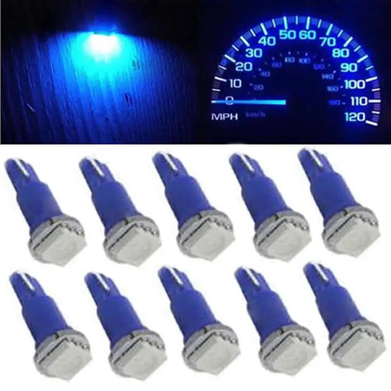 10 шт. T5 5050 SMD Клин Dashboard Светодиодный лампочки (синий) - изображение