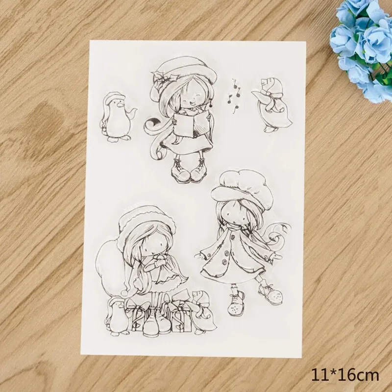 

Happy Girl Transparent Clear Silicone Stamp/Seal For DIY Scrapbooking/Photo Album Decorative Clear Stamp Sheets
