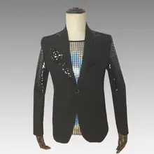 Черная тонкая одежда мужские дизайнерские костюмы masculino homme terno stage singers куртка для мужчин блёстки Блейзер танцевальная Звезда Стиль платье панк