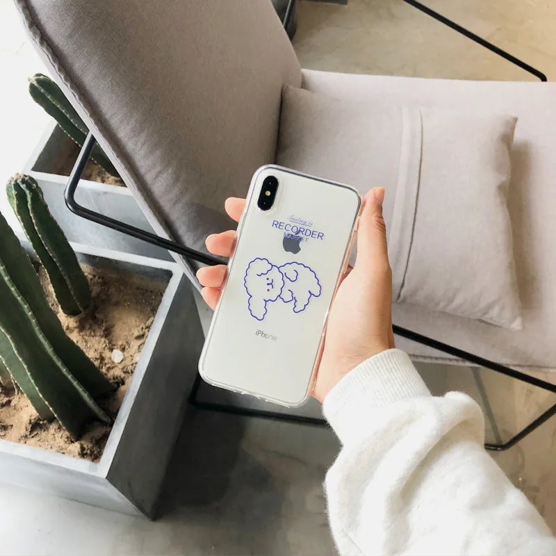 

Cartoon Cute Puppy Phone Case for iphone XS Max XS XR X All-inclusive Transparent Drop Soft Cover 6 6S 7 8 Plus