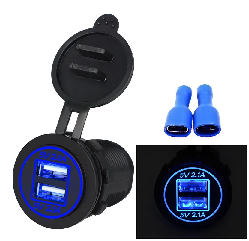 Автомобильное зарядное устройство с двумя USB портами 5 В 4 2 А 12 24 В|usb charger socket|car adapter