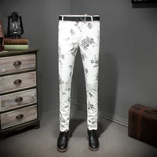 Платье с цветочным рисунком мужские брюки деловой костюм брюки мужские брюки с цветочным принтом брюки Pantalon De Travail Pour Homme мужские классические брюки