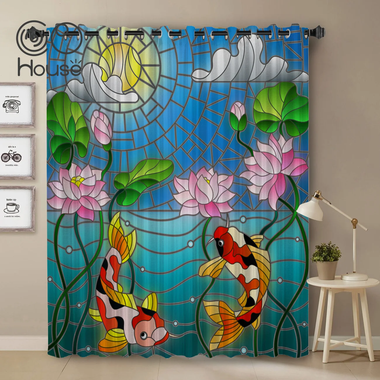 COCOHouse чернильная живопись вариколорные Koi Рыба Лотос оконные шторы s Valance