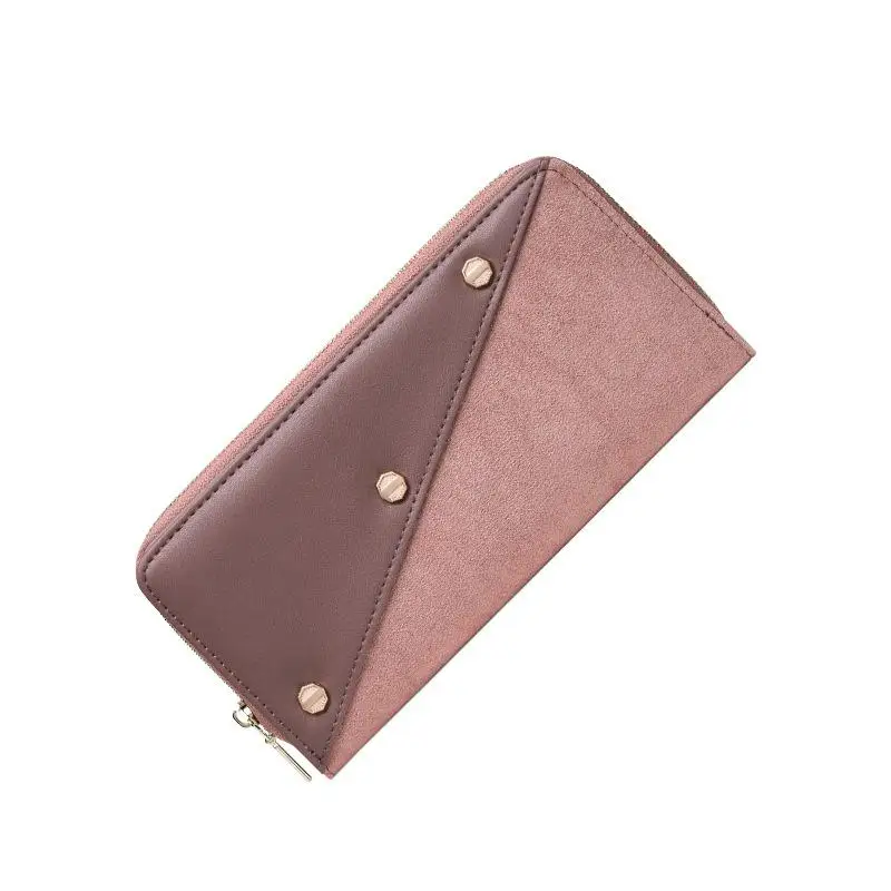 

Fashion Panelled Women Wallet Matte Leather Female Purse Brand Designer Rivet Lady Wallet Long Zipper Girl Phone Wallet Bag