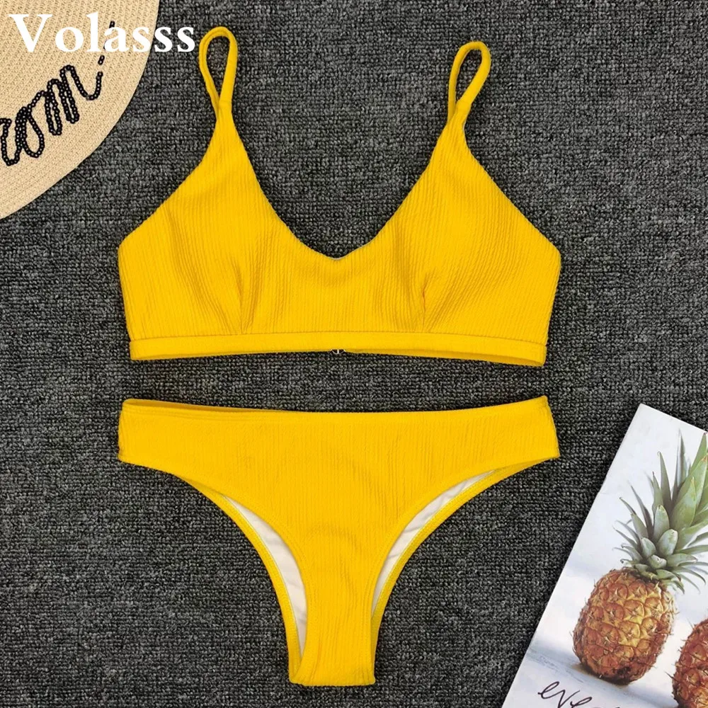 

Plavky Women 2019 Two Piece Bikiny Swimming Bathing Suits Suit Yellow Bikini High Spring Swimwear Bikinis Biquine Woman Swimsuit