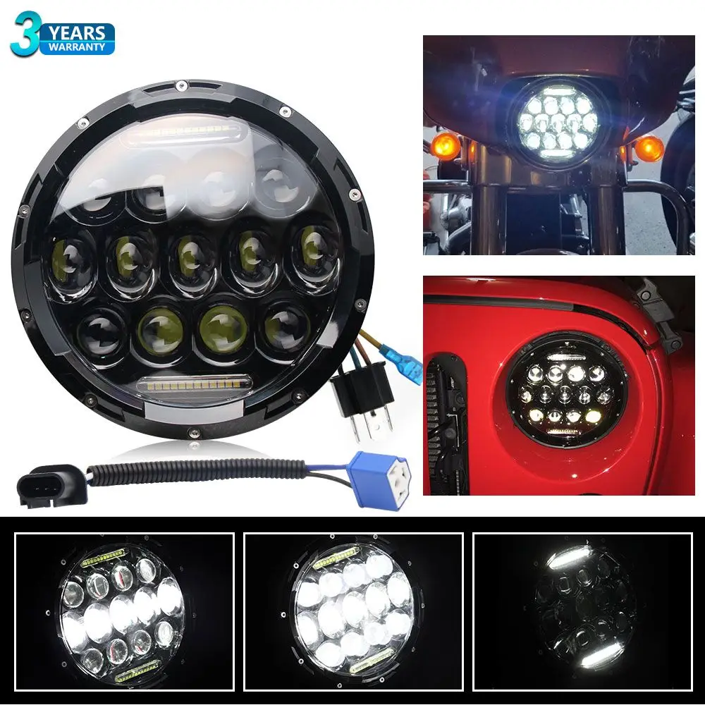 

CO LIGHT 1PCS 7 Inch 75W Round Led Headlight H4 Auto Motorcycle Projector For Jeep Harley Davidson Lada 4x4 Offroad VW 12V 24V