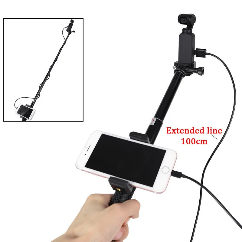 

DJI OSMO POCKET Handheld selfie stick rod + tripod stabilize holder With Phone Clip For DJI osmo Pocket camera gimbal Accessory