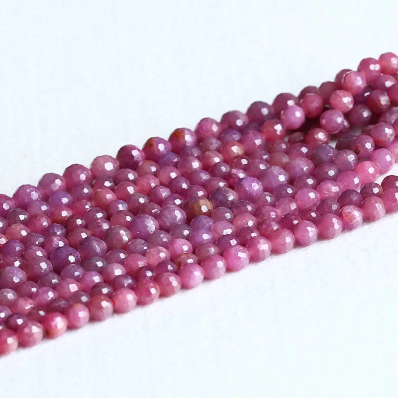 NEW 6mm Faceted Brazilian Rose Red Ruby Gems Round Loose Bead 15/'/'AAA Natural
