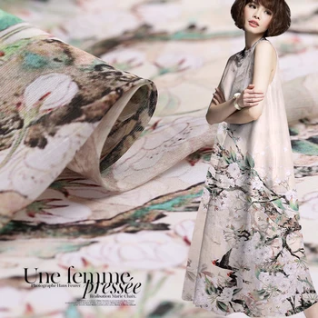 

Summer clothing shirt silk linen fabric cheongsam silk fabric for dress breathable natural linen fabric wholesale silk cloth