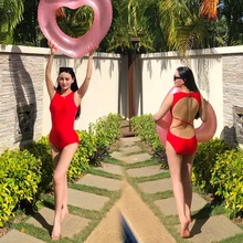 Американский хит, боди, Mujer, супер сексуальный слитный купальник, с низкой спинкой, на бретелях, монокини, спортивный, с высоким воротником, мягкий бюстгальтер, пляжный купальник