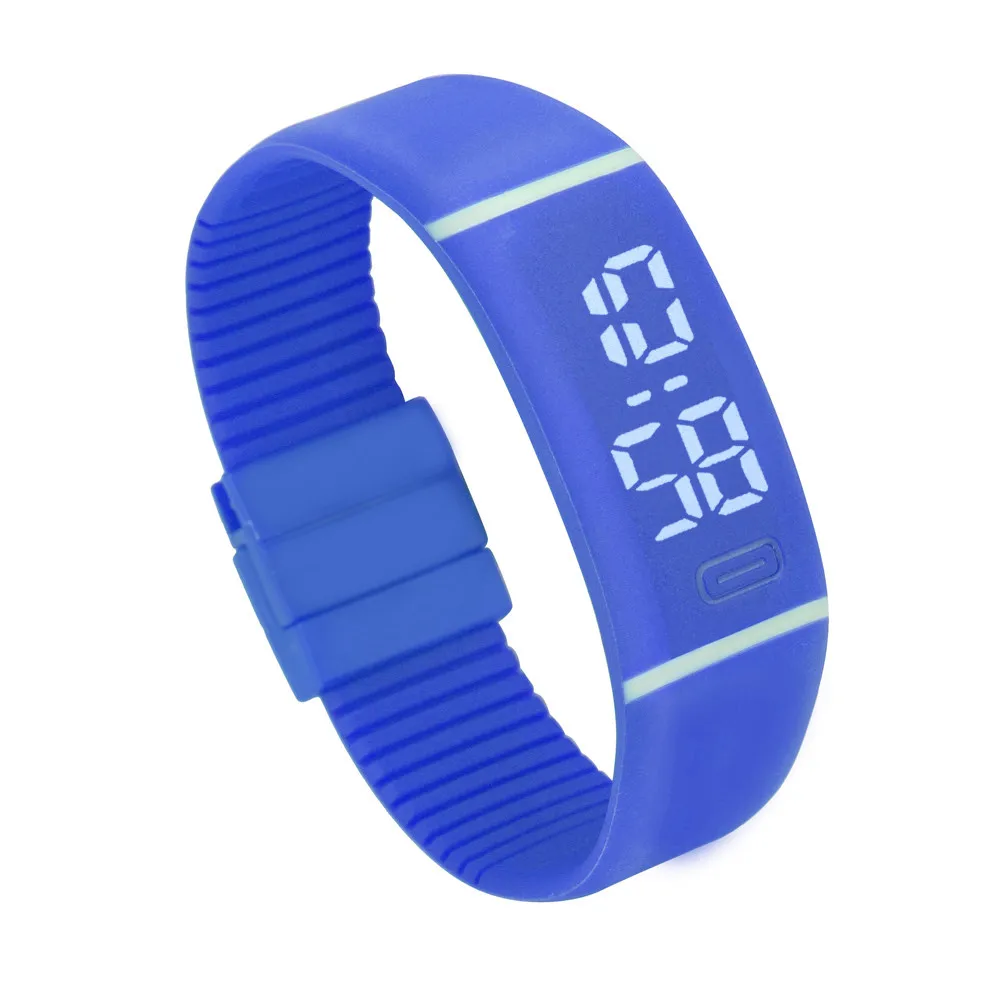 Модные спортивные светодиодный Пижама для женщин, мужчин, часы Конфеты цветная силиконовая резина водонепроницаемые светодиодный цифровые часы Дата Браслет наручные часы 328 - Цвет: Blue