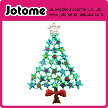 

Enamel Star Christmas Tree Brooch Pendant 2 x 2.875 inches