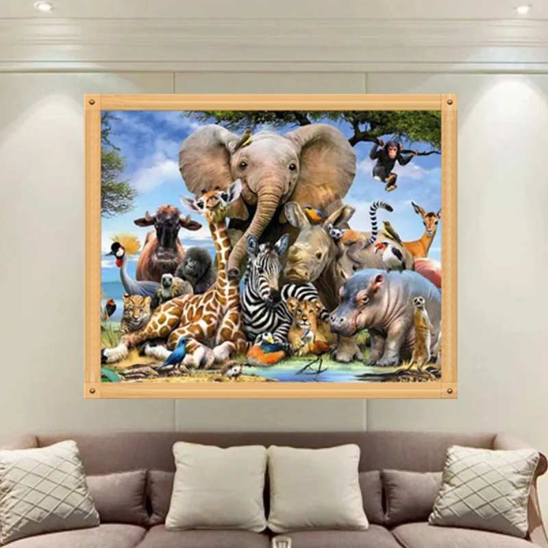 

New Modern Animal World 5D DIY Embroidery Diamond Painting Cross Stitch Home Decor