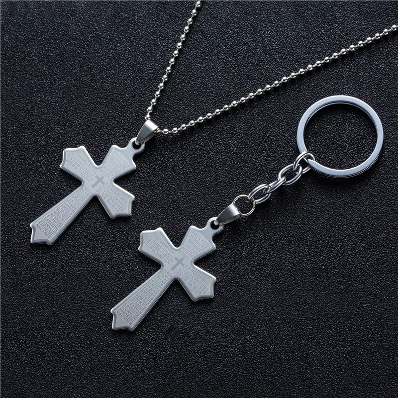 

2019 New Fashion Stainless Steel Keychain Pendant Suspension Fashion Cross Shape For Women Men Jewelry Accessories Dropshipping
