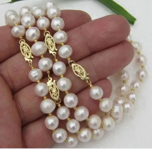 

Hot sell ->@@ 4 PCS AAA+ 8-9MM AKOYA WHITE NATURAL PEARL NECKLACE 18" 14KT -Top quality free shipping