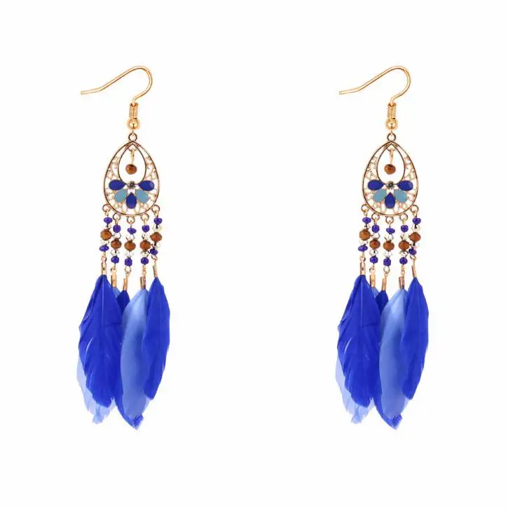 Poem snow Ya zhu feather fringed Earrings