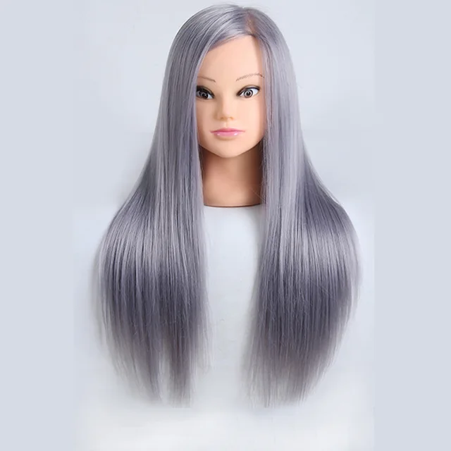 Mannequin Head Professional Gray Hair Styling Wig Head Hairdressing