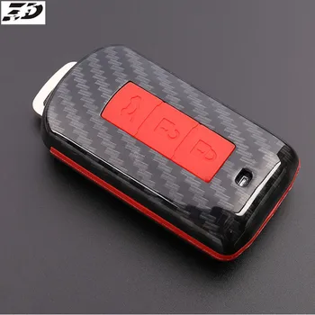 

Carbon Fiber Silicone Key Cover Case For Mitsubishi Colt Outlander 2016 Lancer 10 Pajero Sport ASX L200 Smart 2/3 Buttons