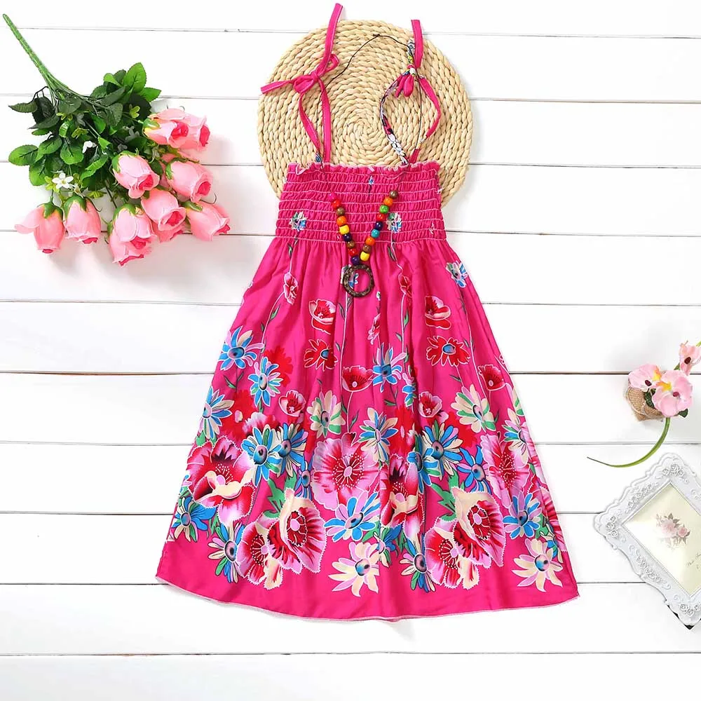 Платье для девочек; платья для маленьких девочек; сарафан для маленьких девочек; детская одежда; платье без рукавов; модные богемные пляжные платья; YCSD1801 - Цвет: Rose