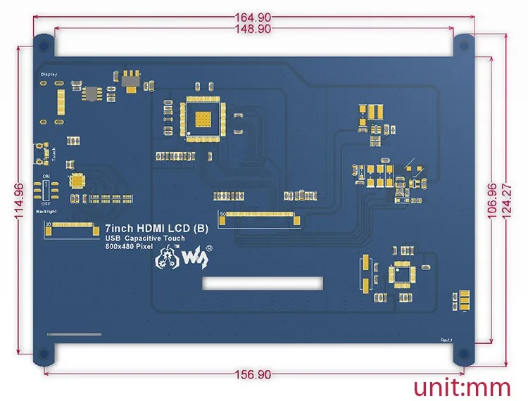 7-дюймовый HDMI ЖК-дисплей touch ЖК-дисплей модуль для Raspberry Pi