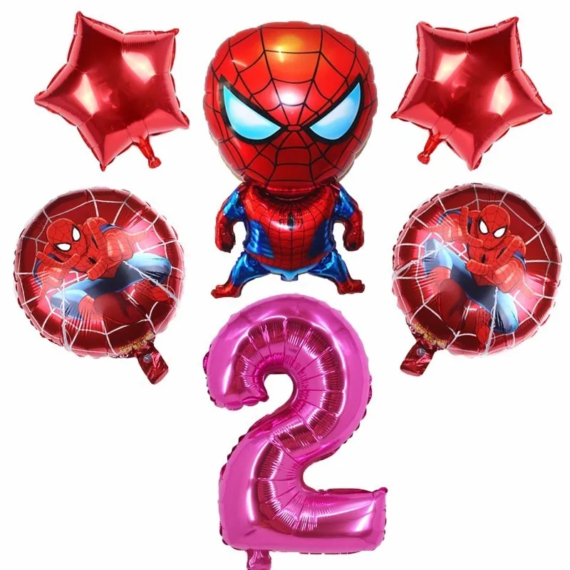 6 шт одежды с рисунком Человека-паука и 40 дюймов количество Фольга воздушные шары Babyshower мальчик шарики для день рождения вечерние украшения СУПЕРМЕНА для маленьких детей, детская игрушка - Цвет: rose red number