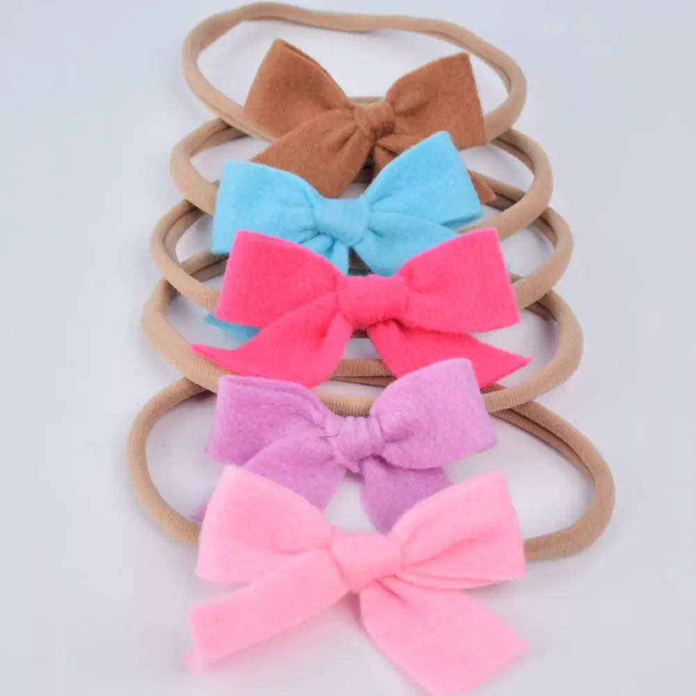 

Baby Girls Bows Headband 5pcs/set Stretchy Nylon Headbands for Girls Cute Felt Bows Headband Set Kids Hair Accessories