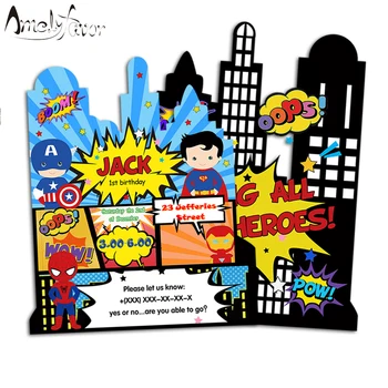 

Superhero Theme Invitation Card Party Supplies Super Hero Invitation Party Decorations Kids Event Birthday Custom-Made