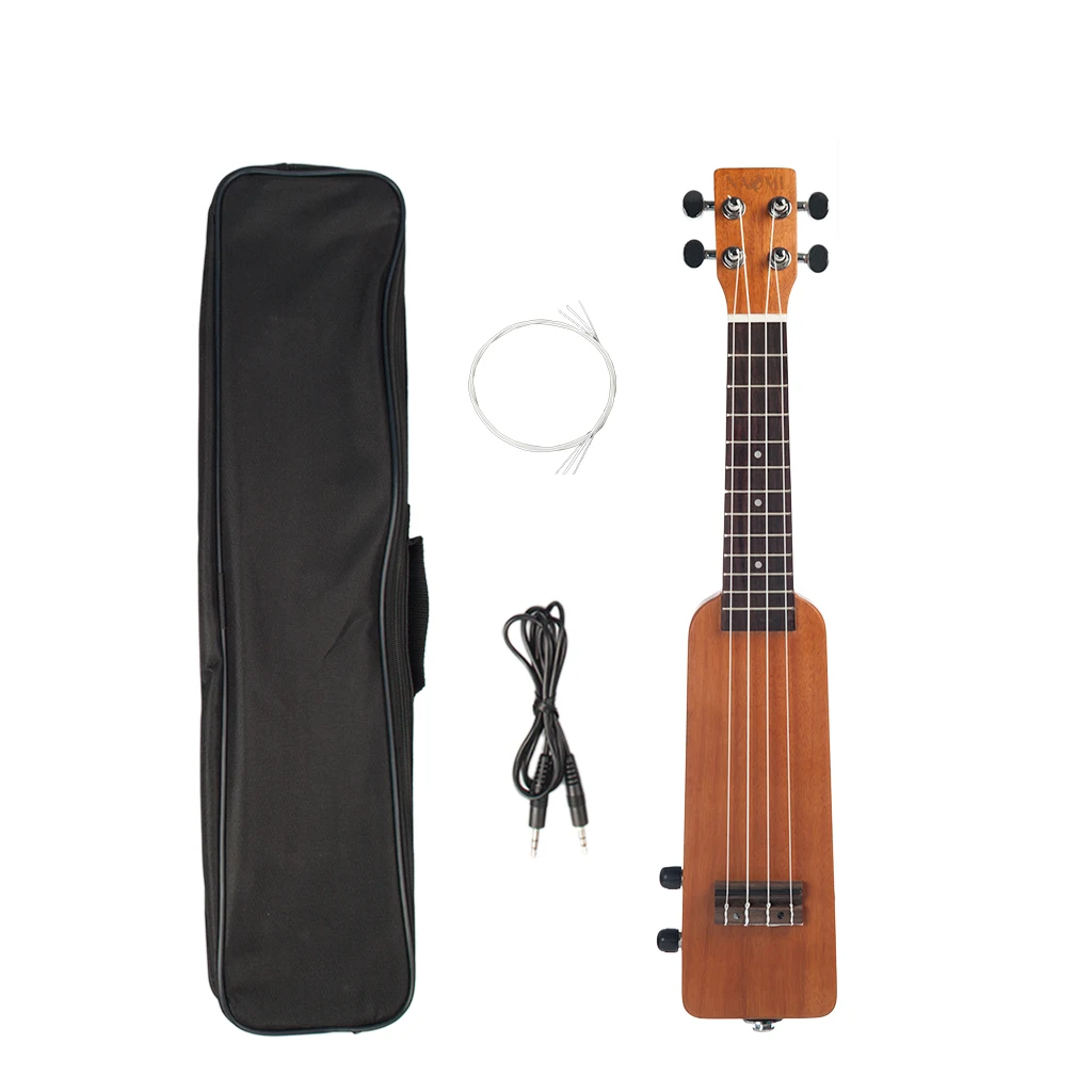 

21" Solid Wood Okoume Electric Ukulele Ukelele with 3.5mm & 6.35mm Outputs + 1 Extra String