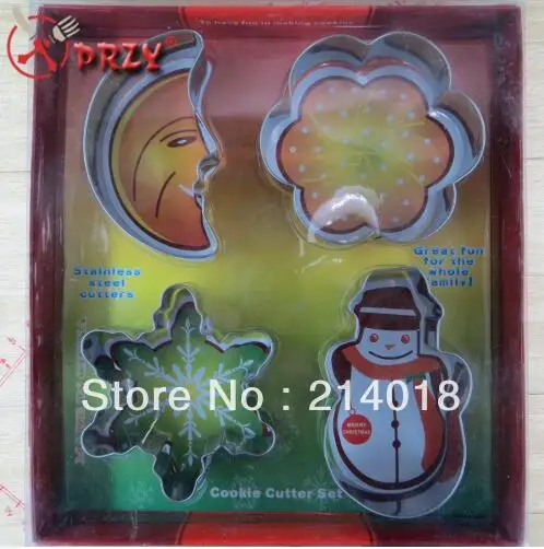 

4 style Christmas series cookies mould set Cookie Cutter Mold Cake metal cookies Biscuit Decorating tools NO.:CO19796