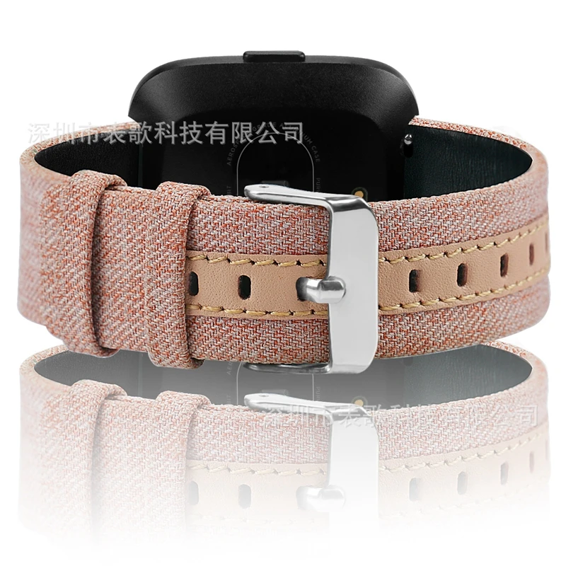 LPWHH Denim Canvas Watchband For Fitbit Versa Wristband Smartwatch Replacement Strap Ring Watch Bands Undefeated Red Gray Purple