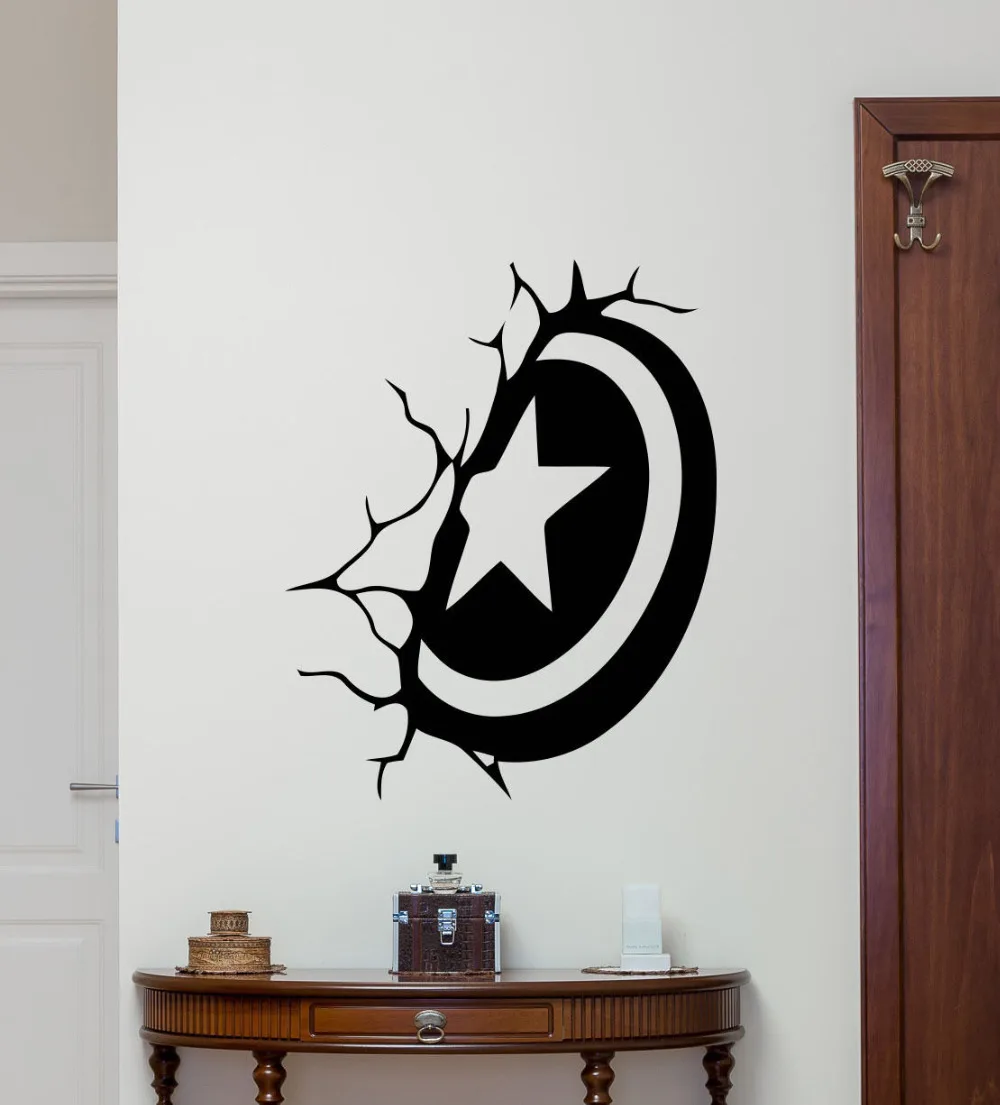 Captain America Shield Wall Decal Vinyl Superhero Wall Sticker Kids