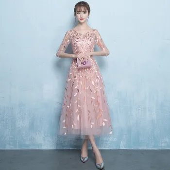 

Elegant Pink Asian Qipao Embroidery Long Cheongsam Dress Vestidos Chinos Oriental Wedding Gowns Party Dresses Size XS-XXL