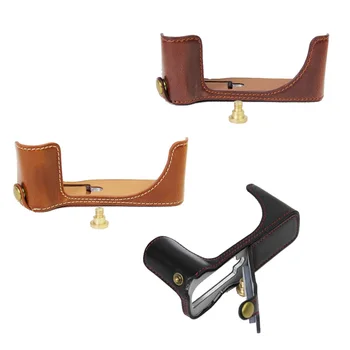 

New Pu Leather Video Camera Case For Canon G5X digital Camera half case bottom Bag Cover Black Coffee Brown