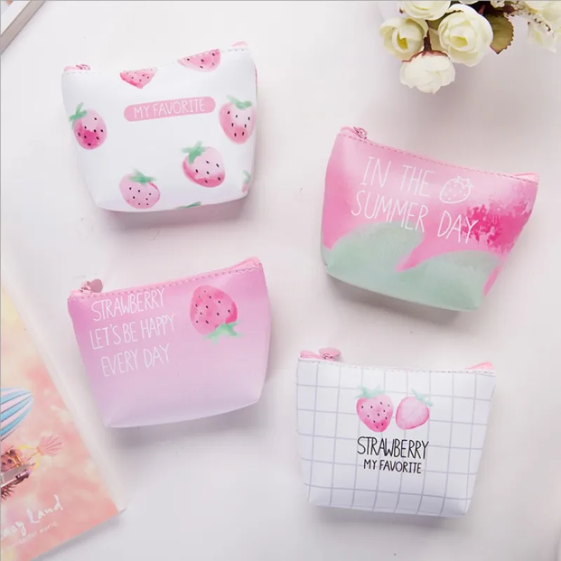 Rose Diary sweet Pink strawberry cute fruit pu bags zero font b wallet b font font