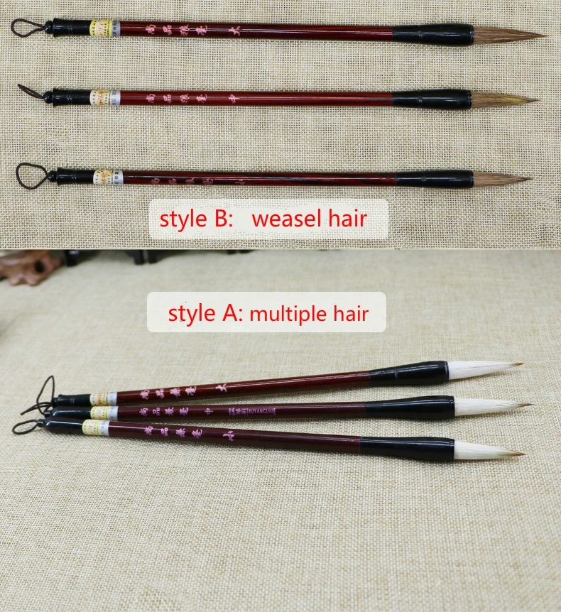 Caneta de Caligrafia Chinesa de Alta Qualidade de lã Especiais para a Prática de Caligrafia Doninha Vários Cabelos Escovas Grupo Amantes - 4 chinese calligraphy