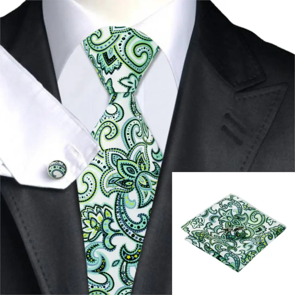 

C-1211 Print Mens Tie Handkerchief Cufflinks Newest Design Neck Ties For Men Suits Jacquard Silk Cravates