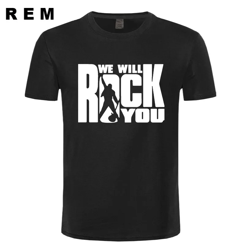 

Queen We Will Rock You Glam Rock Men's T-Shirt T Shirt Men New Short Sleeve O Neck Cotton Casual Top Tee Camisetas Hombre
