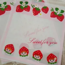 10*11+ 3 см клубника девушка оптом,, 100 шт/партия Самоклеющиеся сумки ручной работы мыло упаковка биквитов сумка