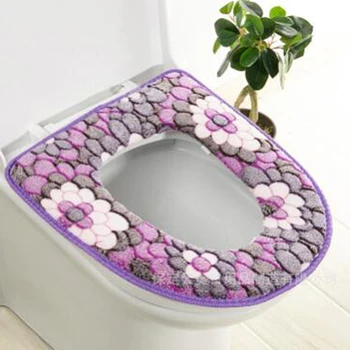 

Flannel Warmer Thicken Toilet Seat Cover Comfortable Soft Toilet Seats Pad Zipper Toilet Cover Bathroom Accessories Waterproof