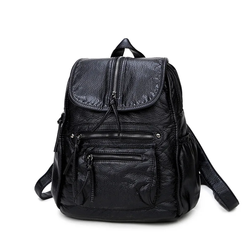 

QINRANGUIO Women Backpack Casual School Backpack High Quality Soft PU Leather Backpack Women Large Capacity Backpack Female