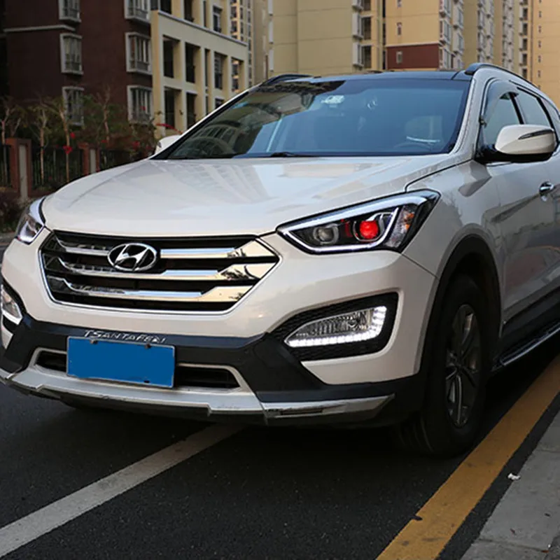 Автомобильный светодиодный налобный фонарь для Hyundai Santa Fe IX45 фары DRL Bi Xenon