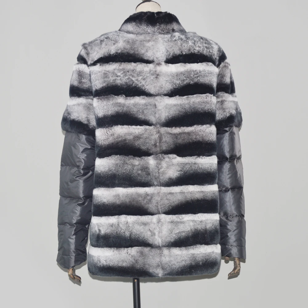 Et Hiver Lapin De Doux Réel 2018 Naturel Femmes Qualité Veste Chinchilla Rex Fourrure Grey Chaud Véritable Manteau 100 Couleur Bq7f75w